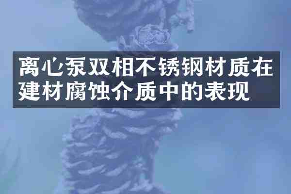 离心泵双相不锈钢材质在建材腐蚀介质中的表现