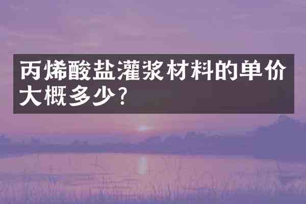 丙烯酸盐灌浆材料的单价大概多少？