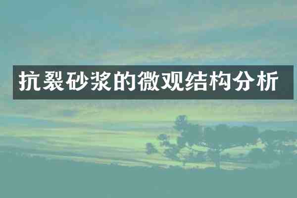 抗裂砂浆的微观结构分析