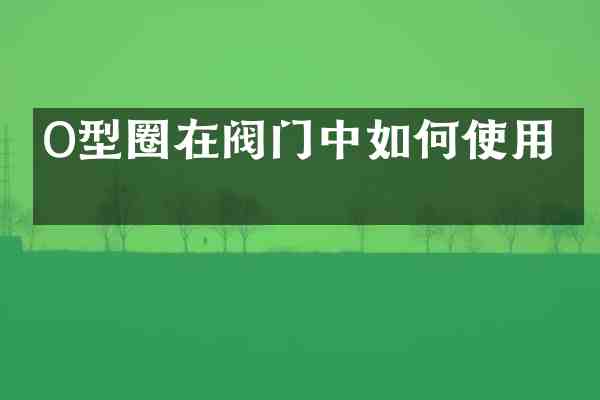 O型圈在阀门中如何使用?