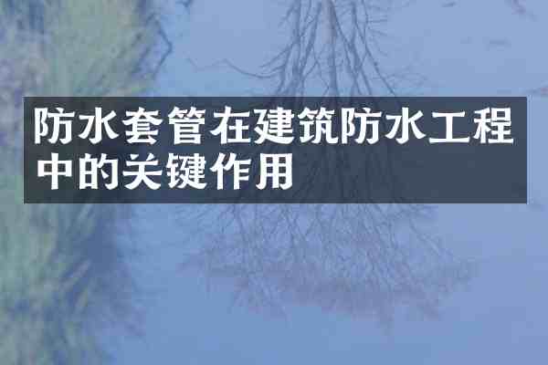 防水套管在建筑防水工程中的关键作用