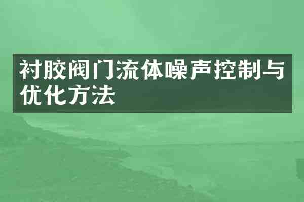 衬胶阀门流体噪声控制与优化方法