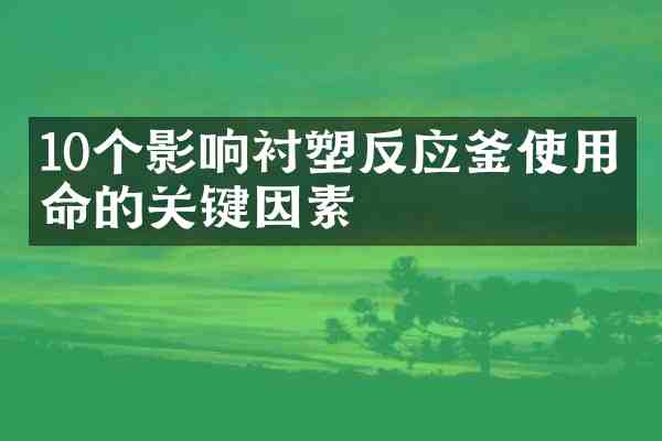 10个影响衬塑反应釜使用寿命的关键因素