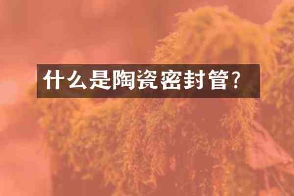 什么是陶瓷密封管？