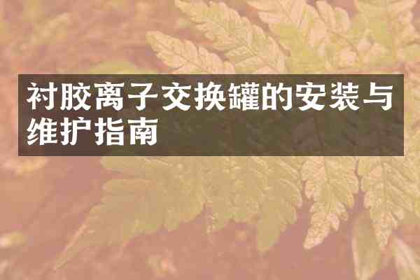 衬胶离子交换罐的安装与维护指南