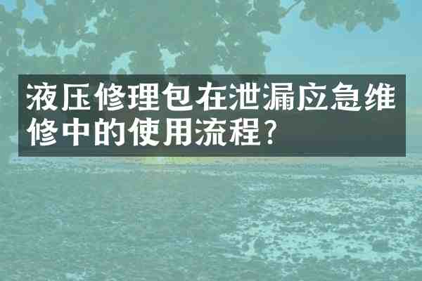 液压修理包在泄漏应急维修中的使用流程?