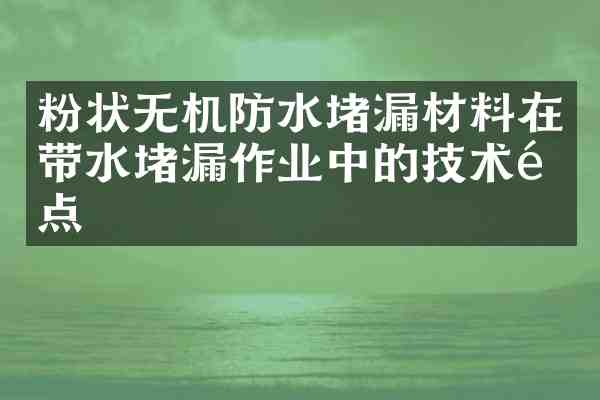 粉状无机防水堵漏材料在带水堵漏作业中的技术难点