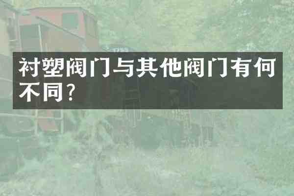 衬塑阀门与其他阀门有何不同?
