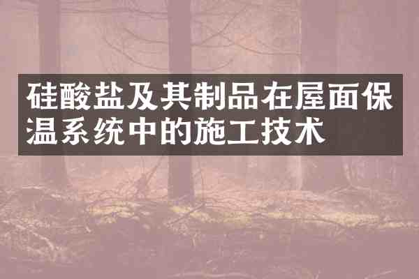 硅酸盐及其制品在屋面保温系统中的施工技术