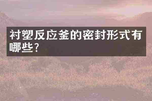 衬塑反应釜的密封形式有哪些?