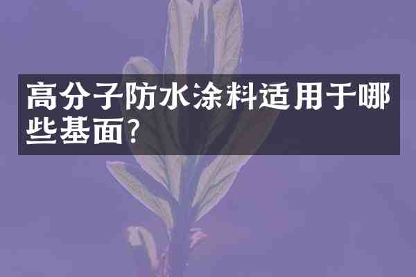 高分子防水涂料适用于哪些基面?