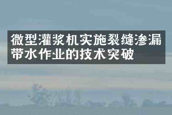 微型灌浆机实施裂缝渗漏带水作业的技术突破