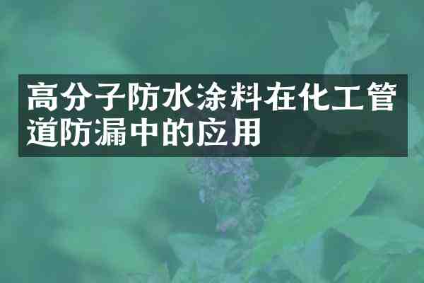高分子防水涂料在化工管道防漏中的应用