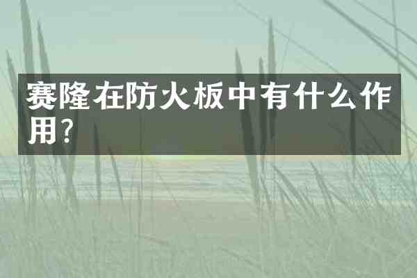 赛隆在防火板中有什么作用?