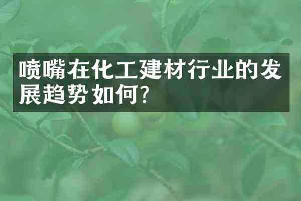 喷嘴在化工建材行业的发展趋势如何?