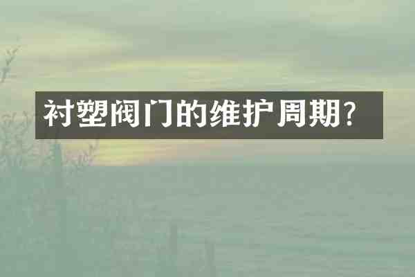 衬塑阀门的维护周期?