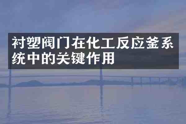 衬塑阀门在化工反应釜系统中的关键作用