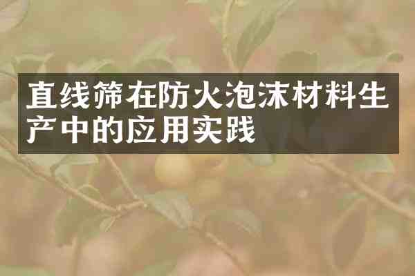 直线筛在防火泡沫材料生产中的应用实践