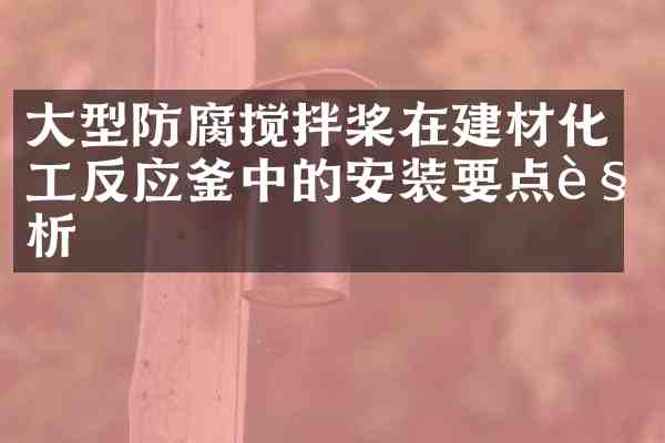大型防腐搅拌桨在建材化工反应釜中的安装要点解析