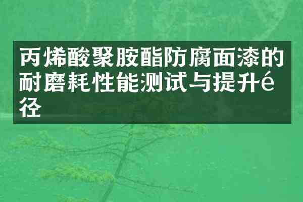 丙烯酸聚胺酯防腐面漆的耐磨耗性能测试与提升途径