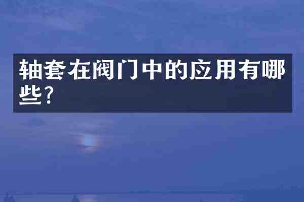 轴套在阀门中的应用有哪些?