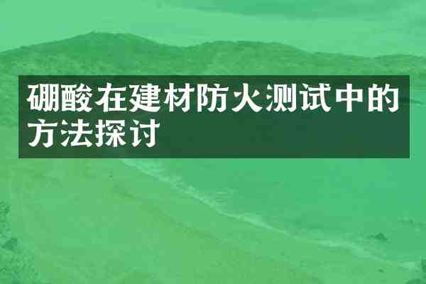 硼酸在建材防火测试中的方法探讨
