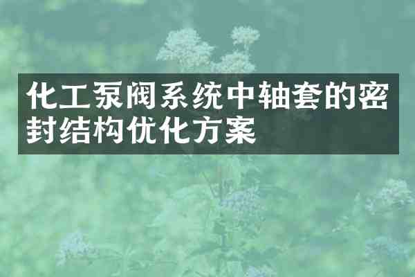 化工泵阀系统中轴套的密封结构优化方案