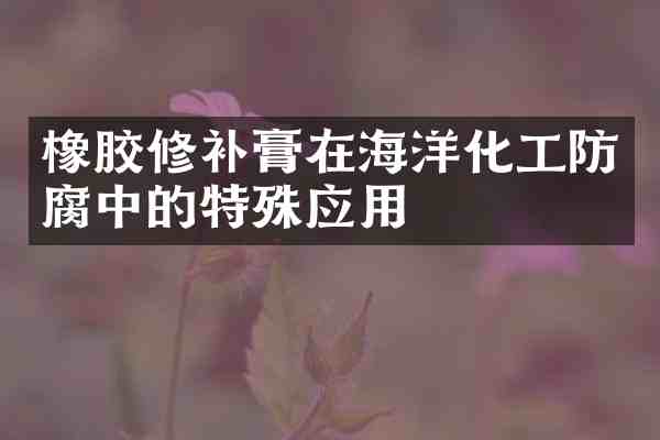 橡胶修补膏在海洋化工防腐中的特殊应用