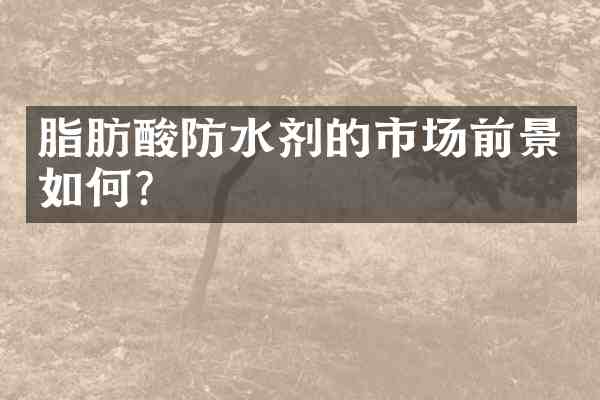 脂肪酸防水剂的市场前景如何?