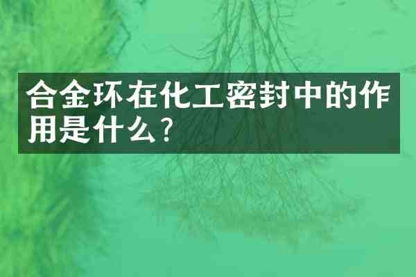 合金环在化工密封中的作用是什么?