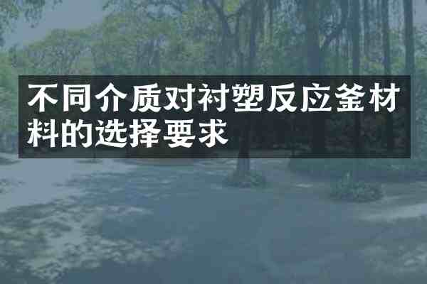 不同介质对衬塑反应釜材料的选择要求