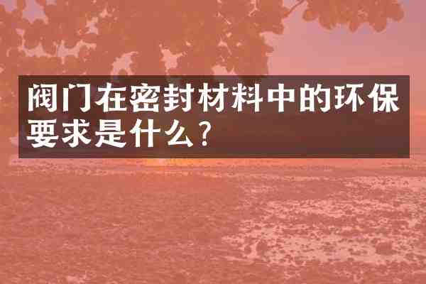 阀门在密封材料中的环保要求是什么？