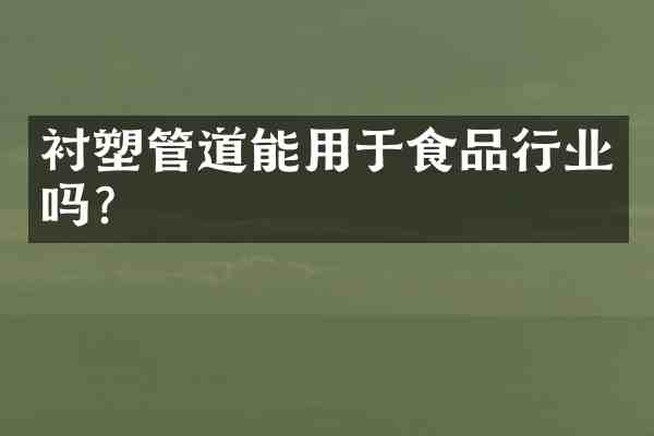 衬塑管道能用于食品行业吗?