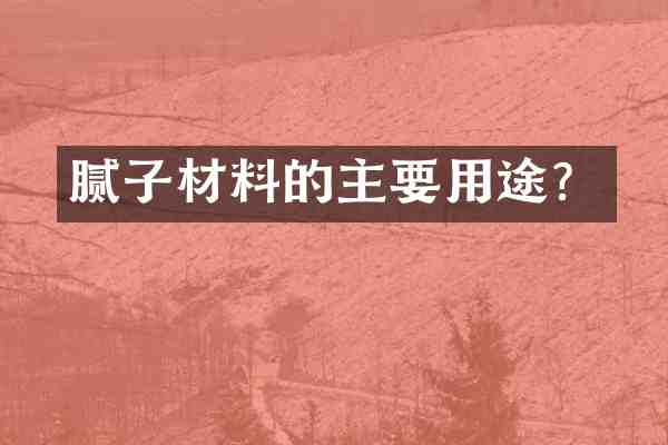 腻子材料的主要用途?
