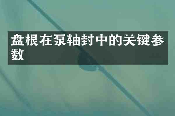 盘根在泵轴封中的关键参数