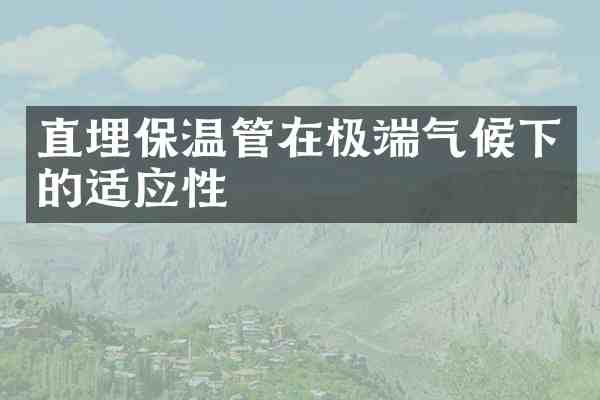 直埋保温管在极端气候下的适应性