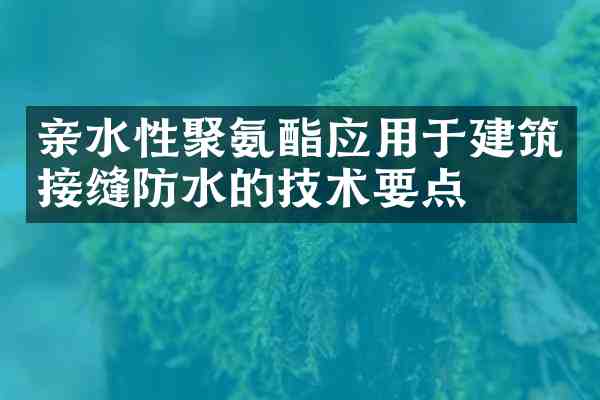 亲水性聚氨酯应用于建筑接缝防水的技术要点