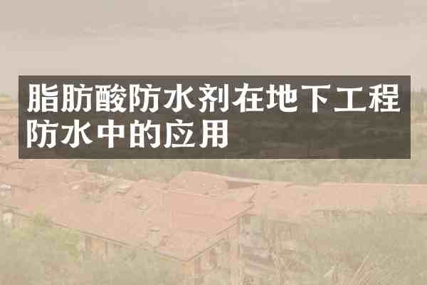 脂肪酸防水剂在地下工程防水中的应用