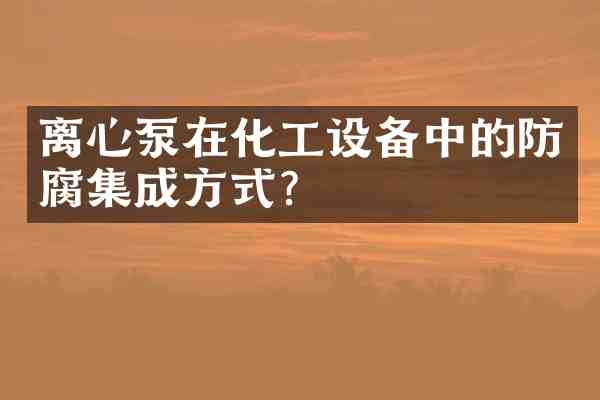 离心泵在化工设备中的防腐集成方式?