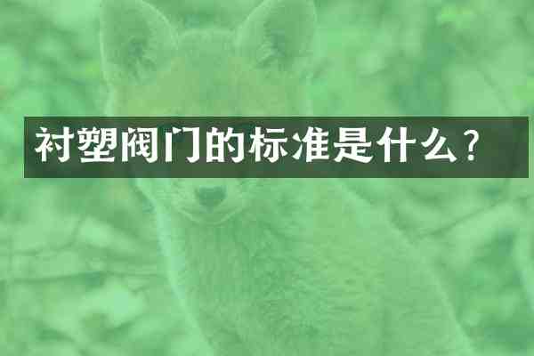 衬塑阀门的标准是什么?