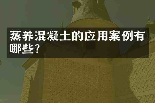 蒸养混凝土的应用案例有哪些?