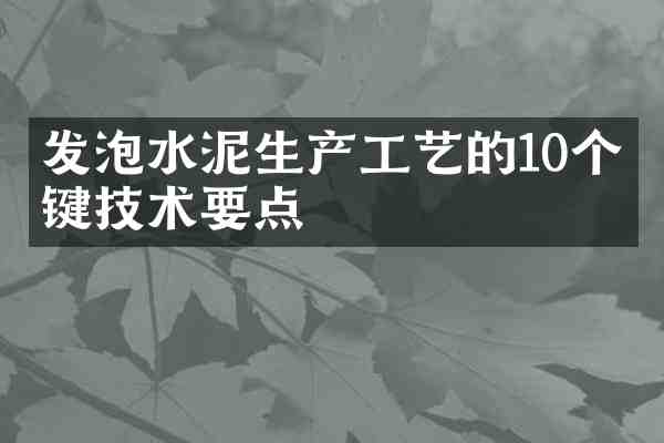 发泡水泥生产工艺的10个关键技术要点