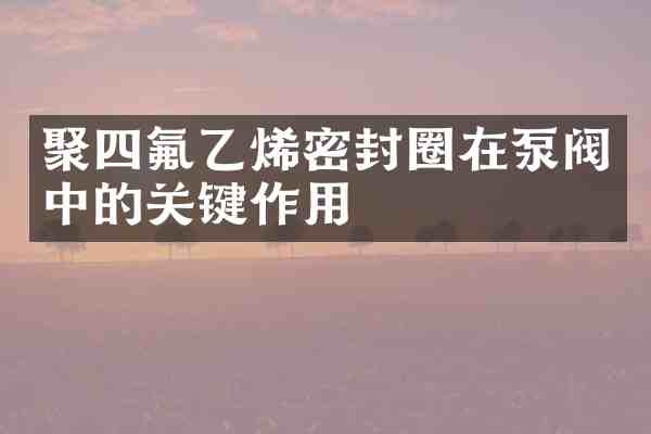 聚四氟乙烯密封圈在泵阀中的关键作用
