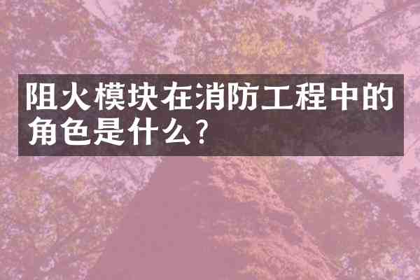 阻火模块在消防工程中的角色是什么?