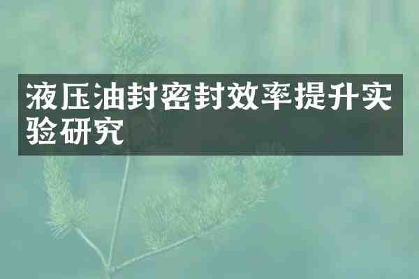 液压油封密封效率提升实验研究