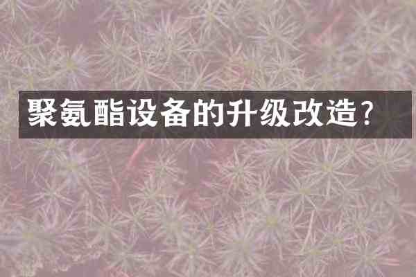 聚氨酯设备的升级改造?