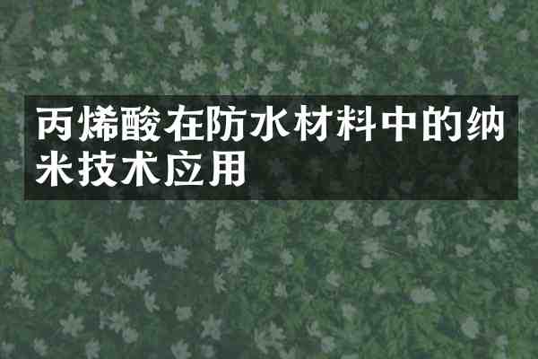 丙烯酸在防水材料中的纳米技术应用