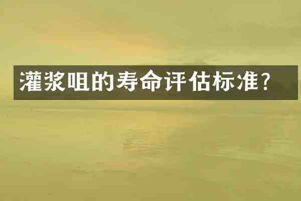 灌浆咀的寿命评估标准?