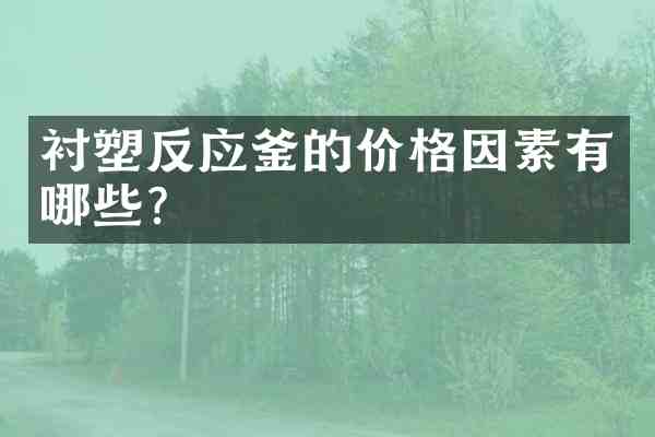 衬塑反应釜的价格因素有哪些?