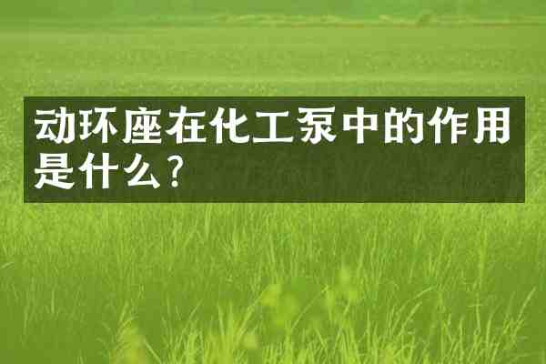 动环座在化工泵中的作用是什么?